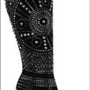 Black studded high heel boots